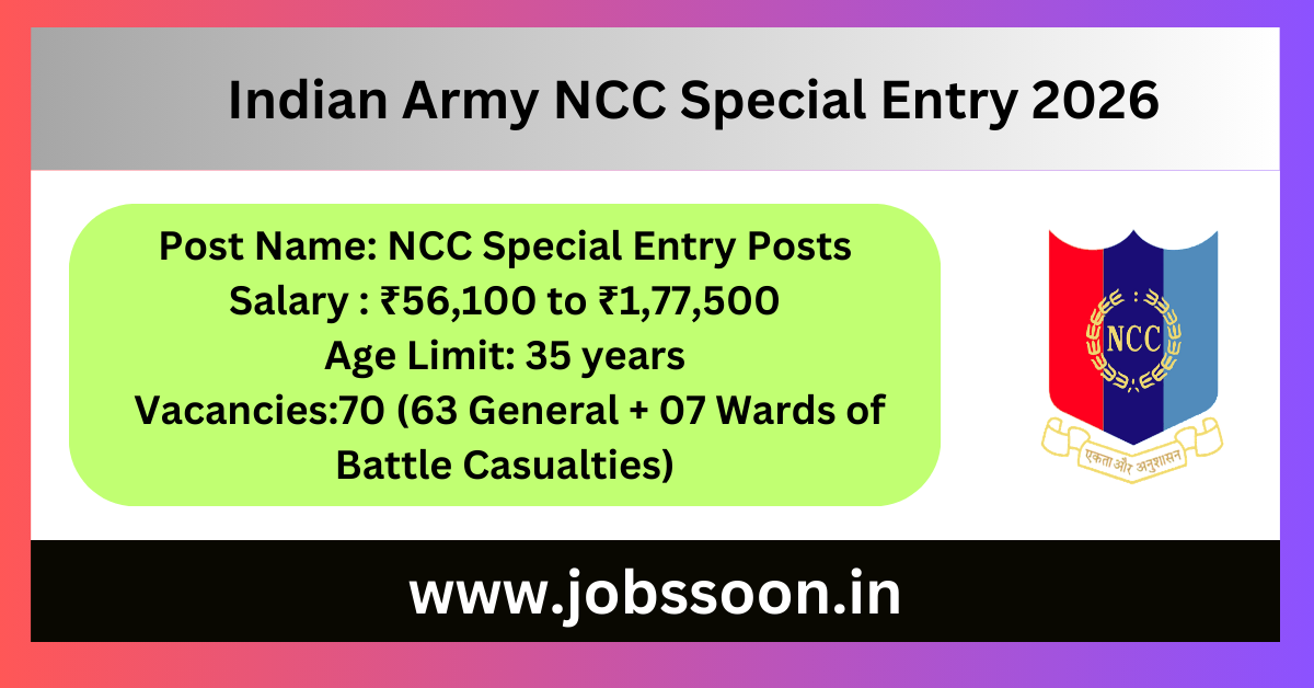 Indian Army NCC Special Entry 2026.