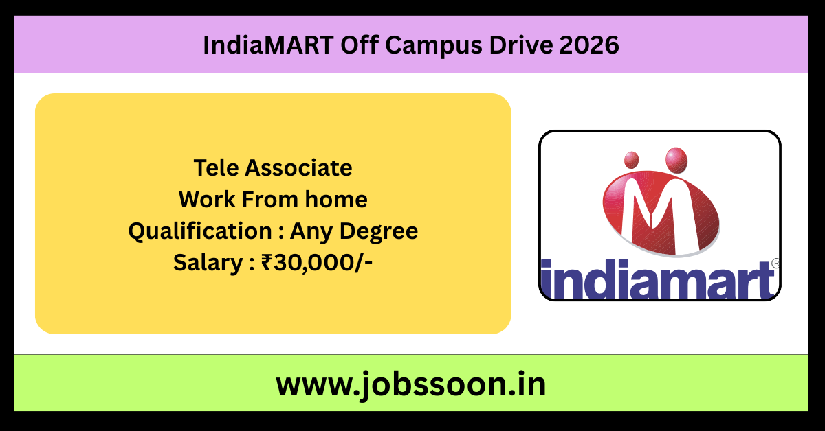 IndiaMART Off Campus Drive 2026 Work From Home