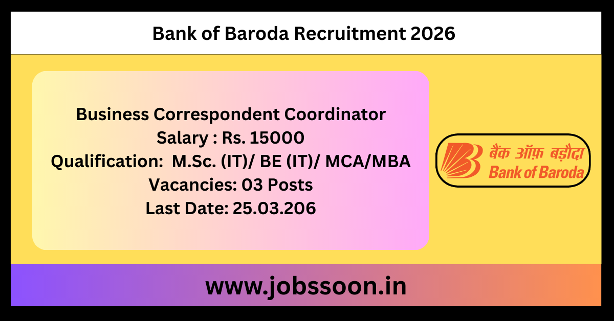 Bank of Baroda Business Correspondent Coordinator Recruitment 2026.