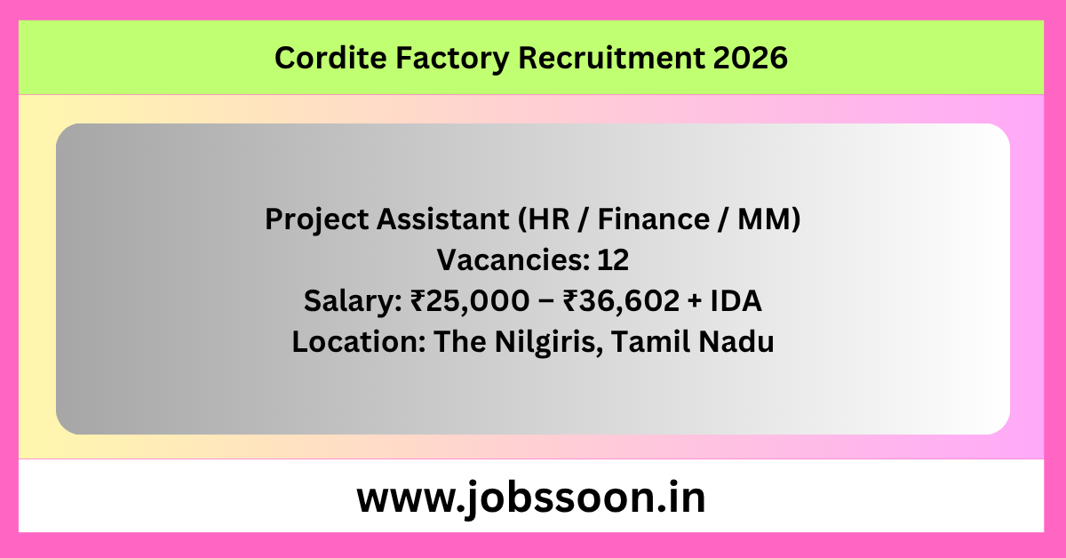 Cordite Factory Recruitment 2026