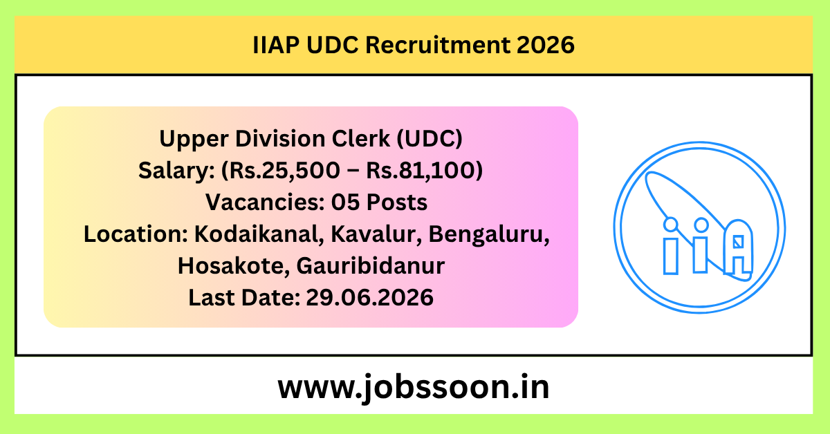 IIAP UDC Recruitment 2026.