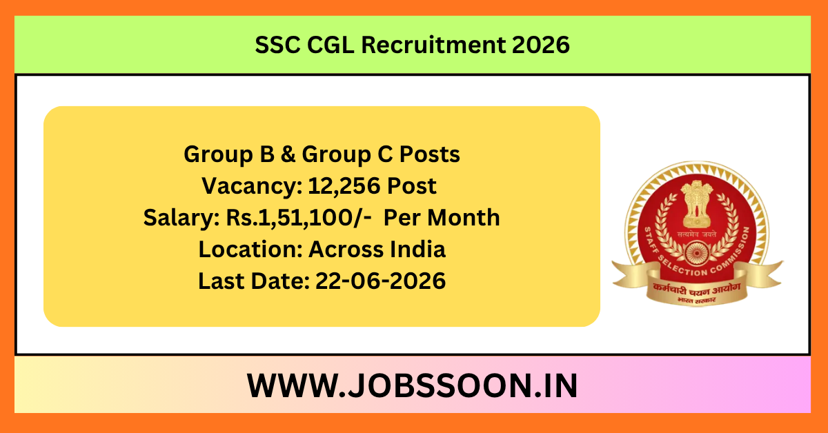 SSC CGL Recruitment 2026 for 12,256 Group B & C vacancies.
