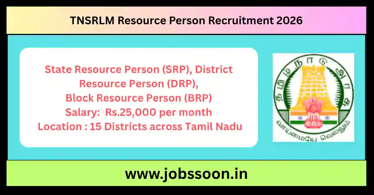 TNSRLM Resource Person Recruitment 2026 notification for SRP, DRP and BRP posts in Tamil Nadu